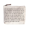 She Was Beautiful Quote Canvas Zip Bag