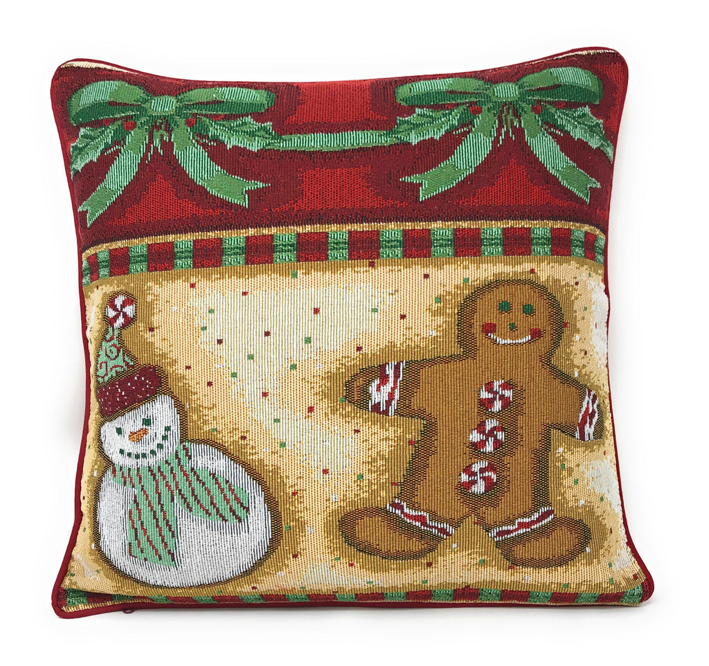 DaDa Bedding Set of 8 Pieces Gingerbread Sweets Holiday Table Tapestry - 4 Placemats, 2 Table Runners, 2 Throw Pillow Covers (12917)