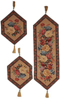 DaDa Bedding Set of 3-Pieces - Breath of Spring Floral Beige Woven Dining Tapestry Table Runners (3089)