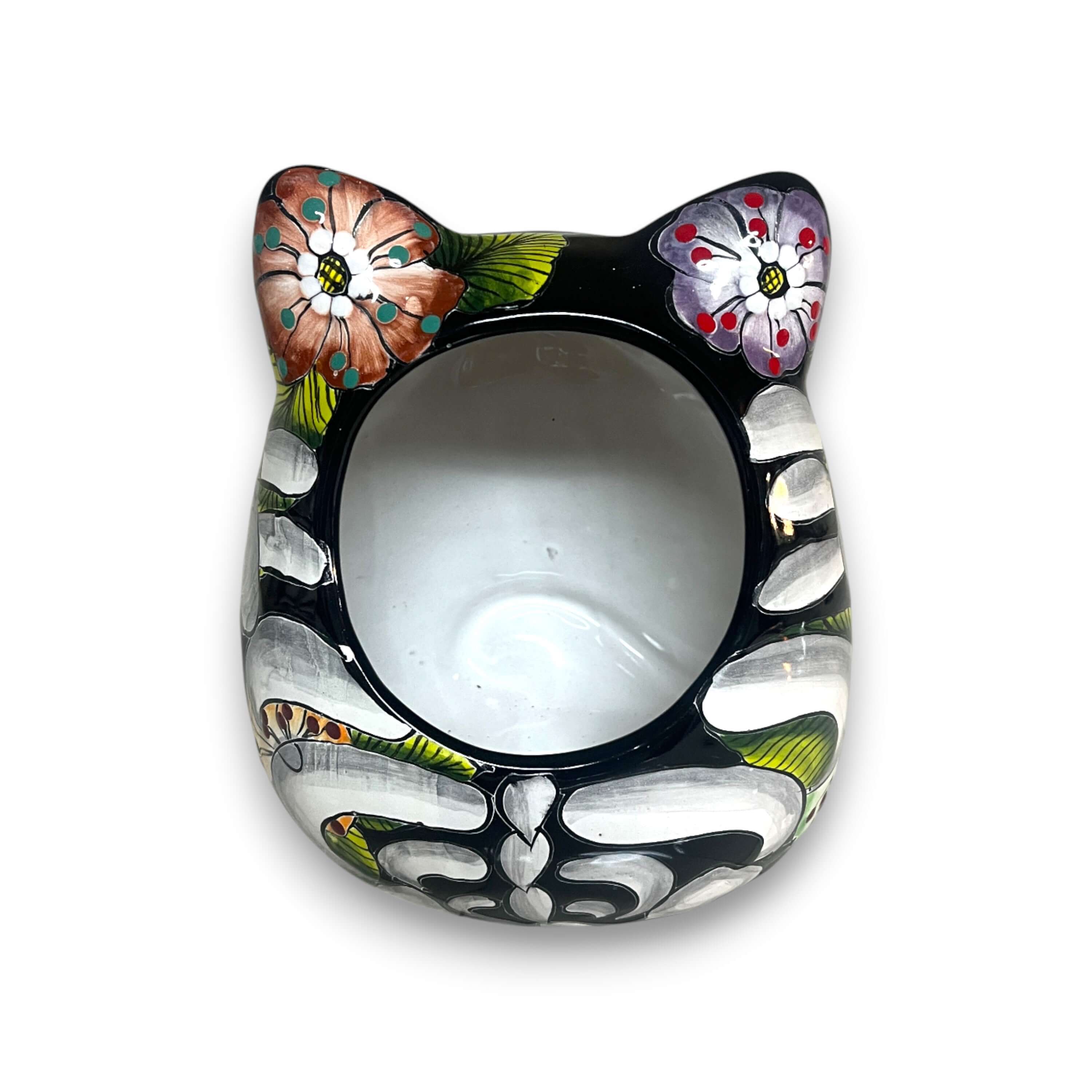Talavera Fat Cat Planter | Day of the Dead Ceramic Art