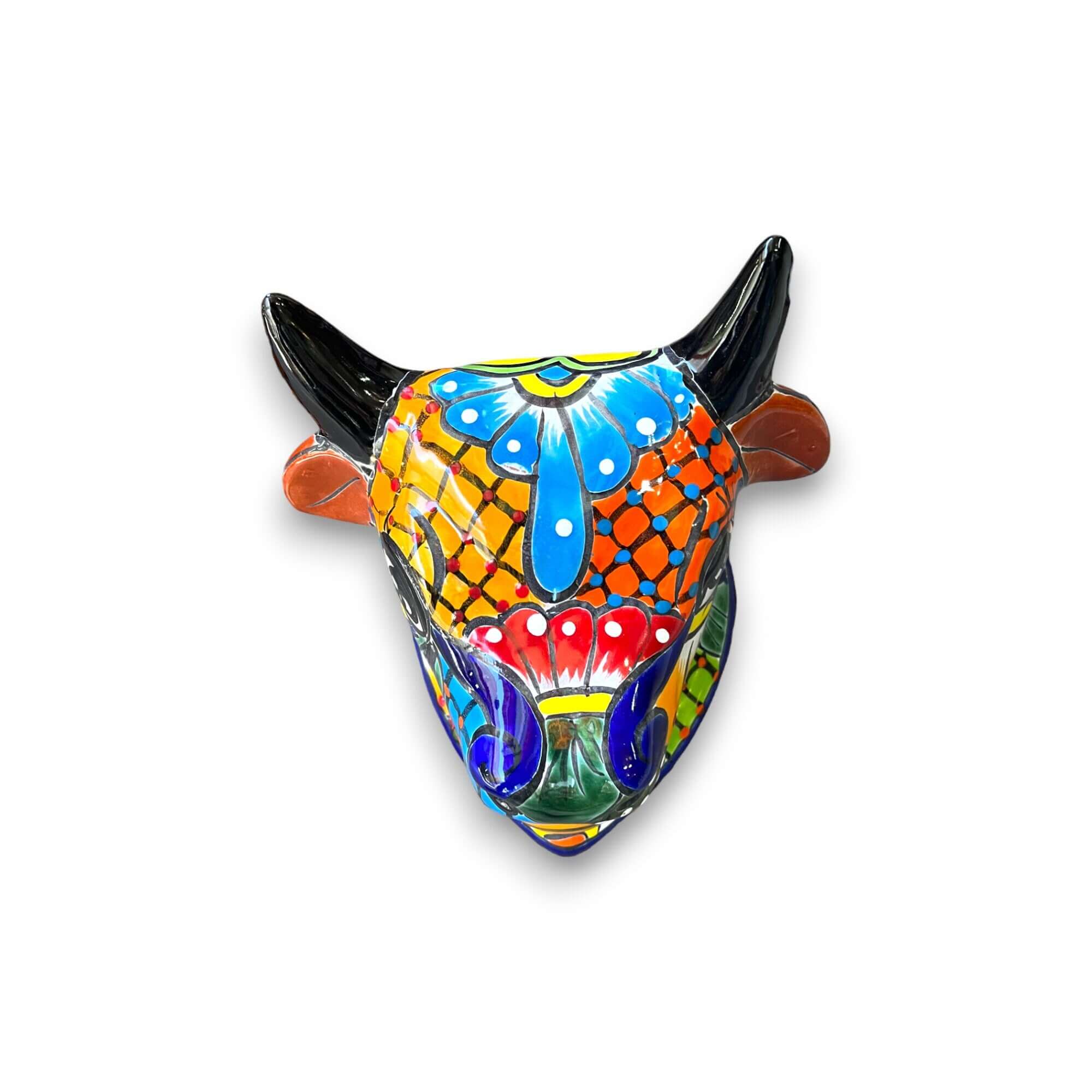 Talavera Bull Planter | Hand-Painted Mexican Bull Wall Art