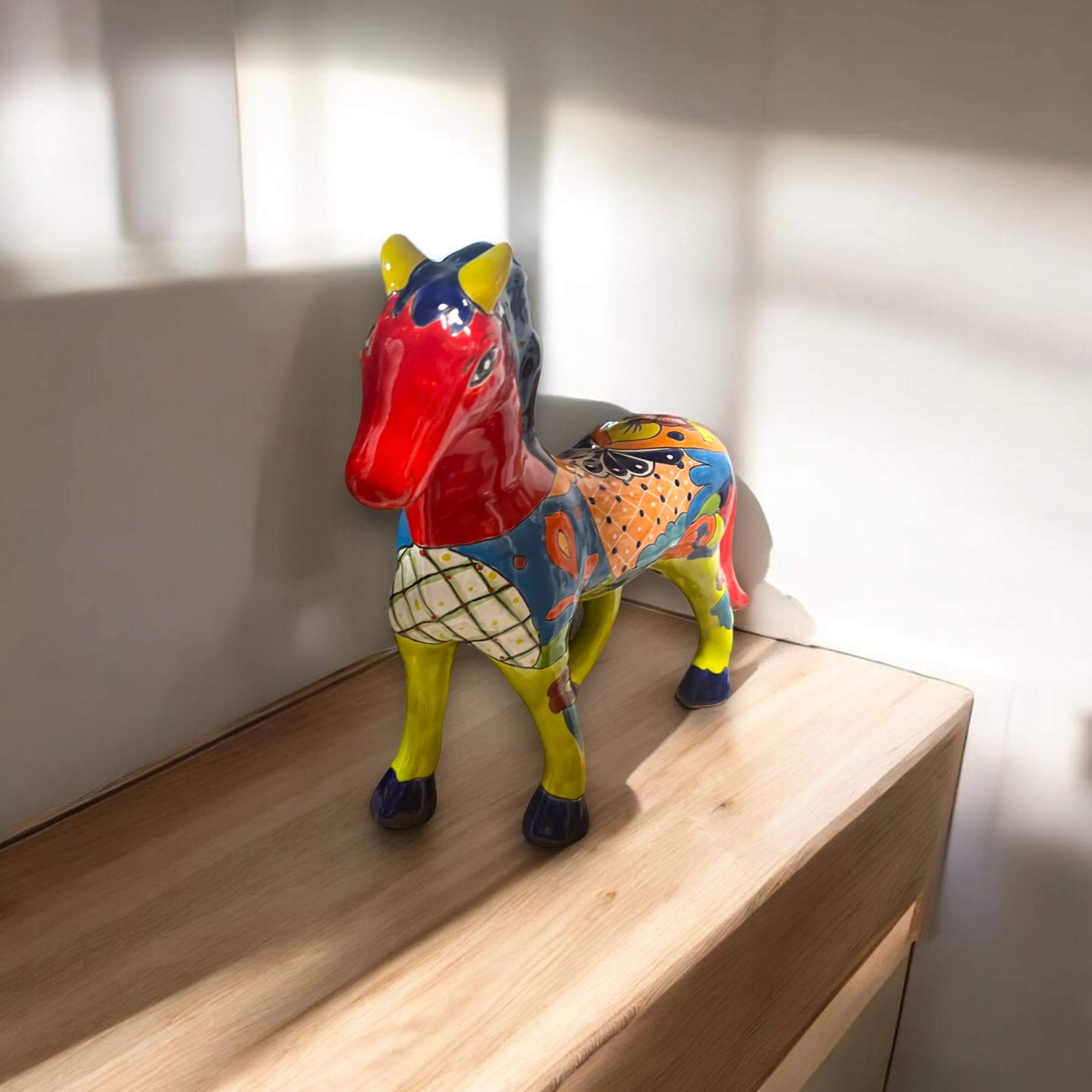 Small Talavera Horse Statue | Vibrant Hand-Painted Mexican Decor