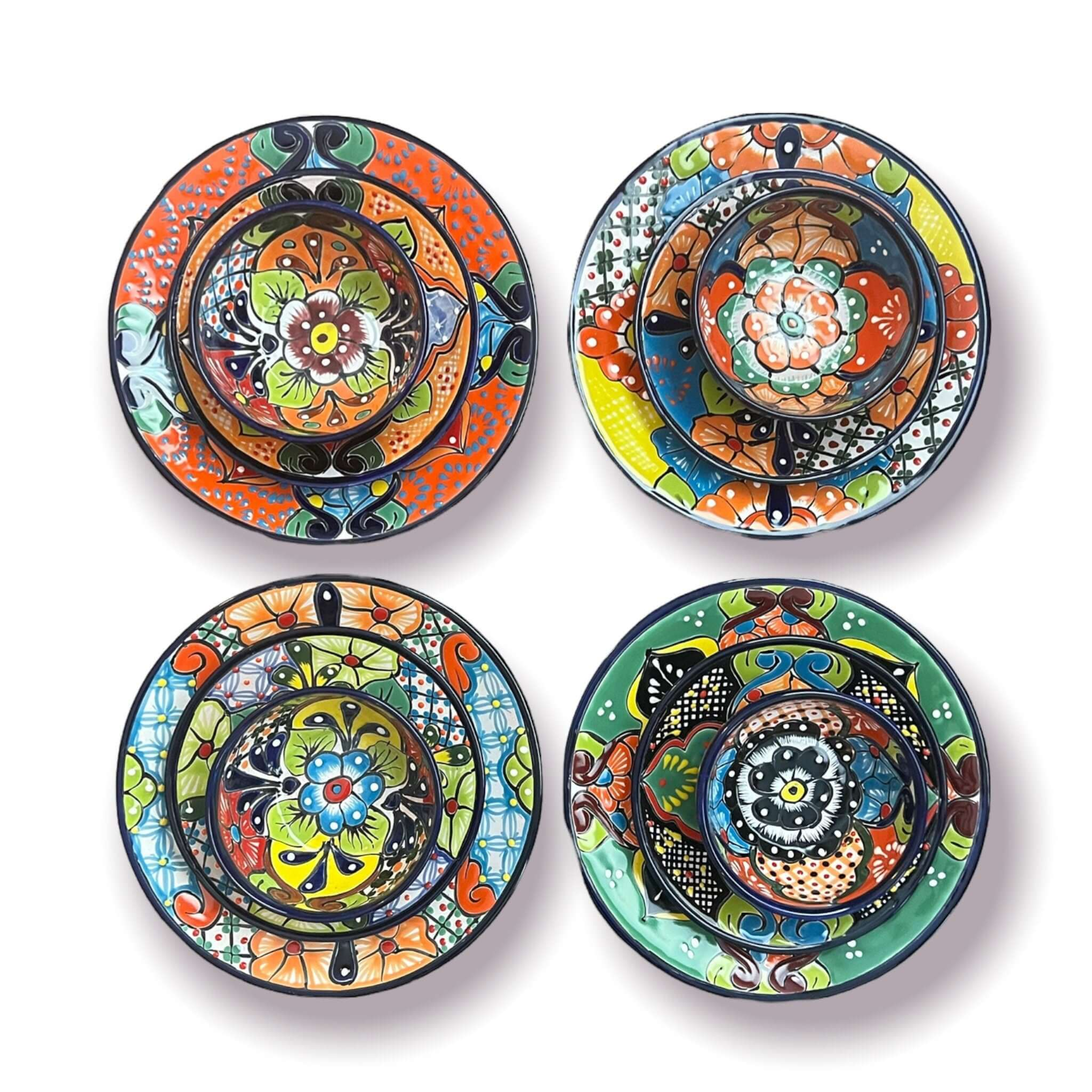Talavera Dinnerware Set | 43-Piece Floral Tableware for 8