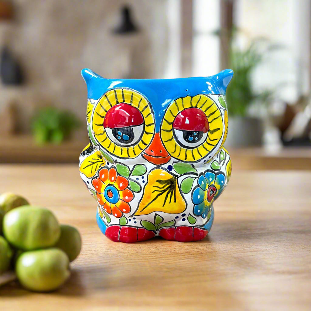 Talavera Owl Planter | Colorful Hand-Painted Mexican Pottery