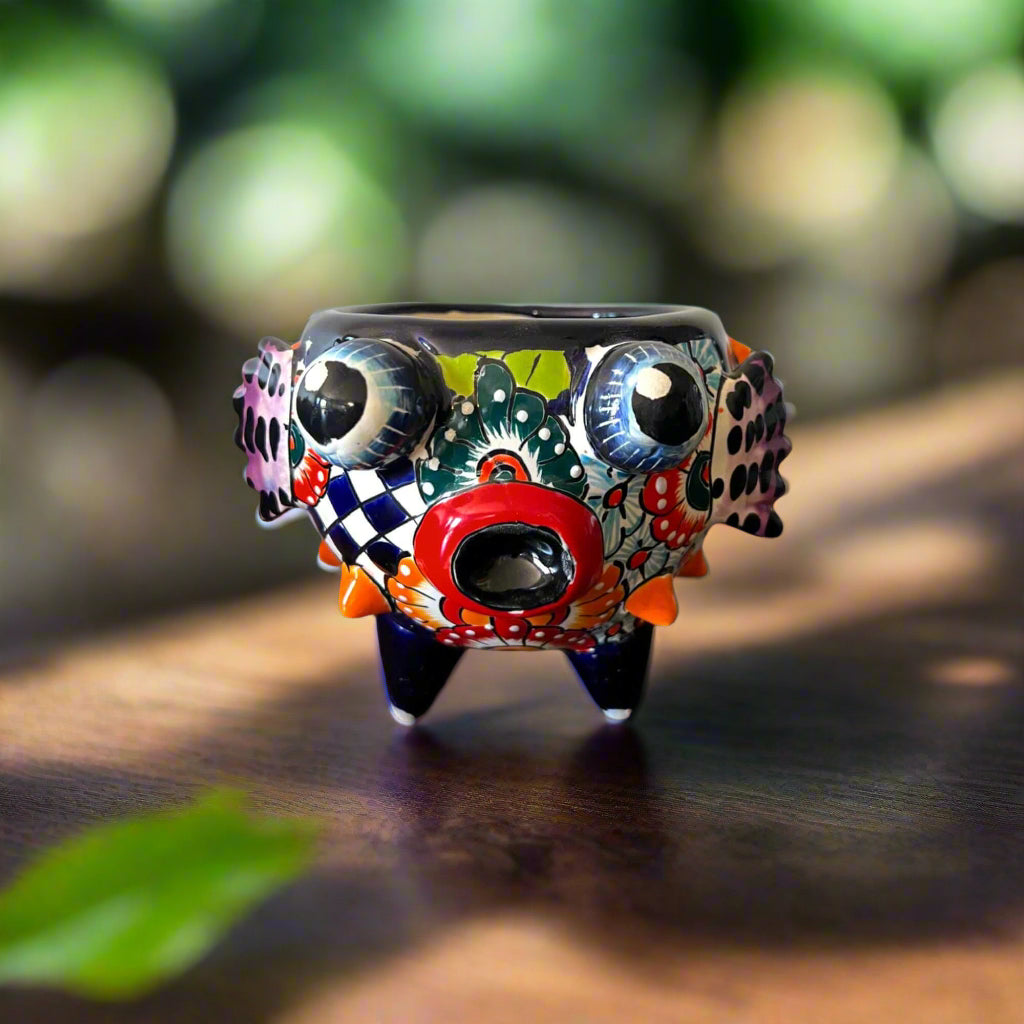 Talavera Puffer Fish Planter | Colorful Mexican Ceramic Pot