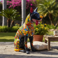 Huge Talavera Dog Statue | Colorful Mexican Ceramic Statue