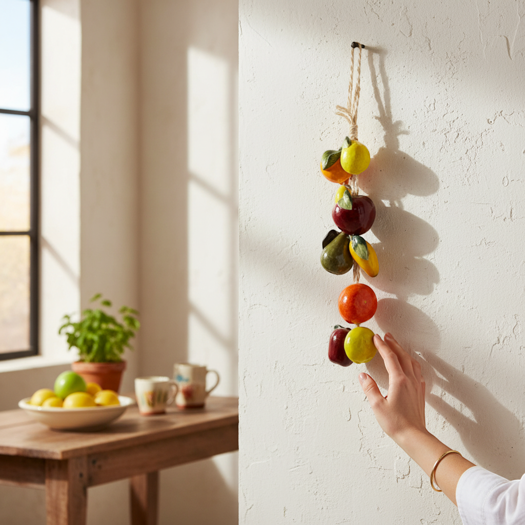 Hand-Painted Mexican Fruit Garland | Colorful Hanging Fruit Wall Art