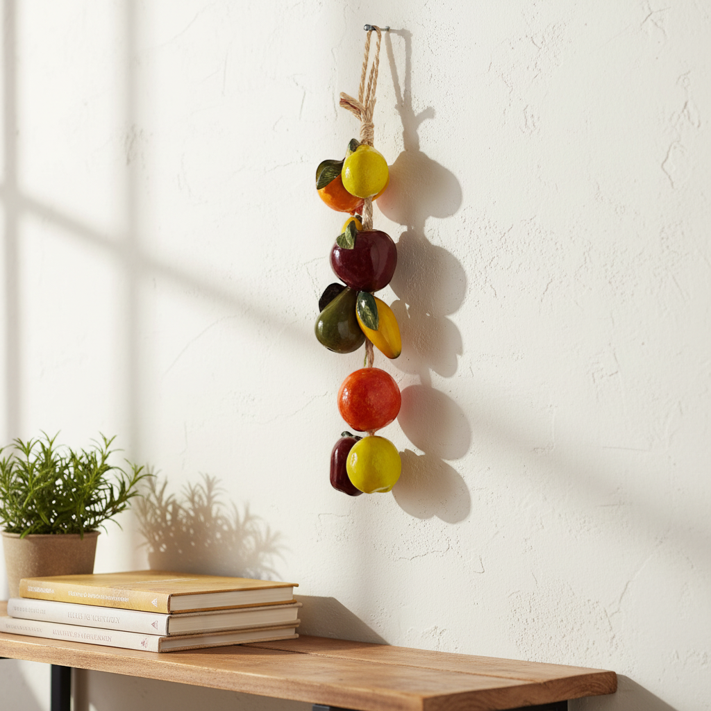 Hand-Painted Mexican Fruit Garland | Colorful Hanging Fruit Wall Art