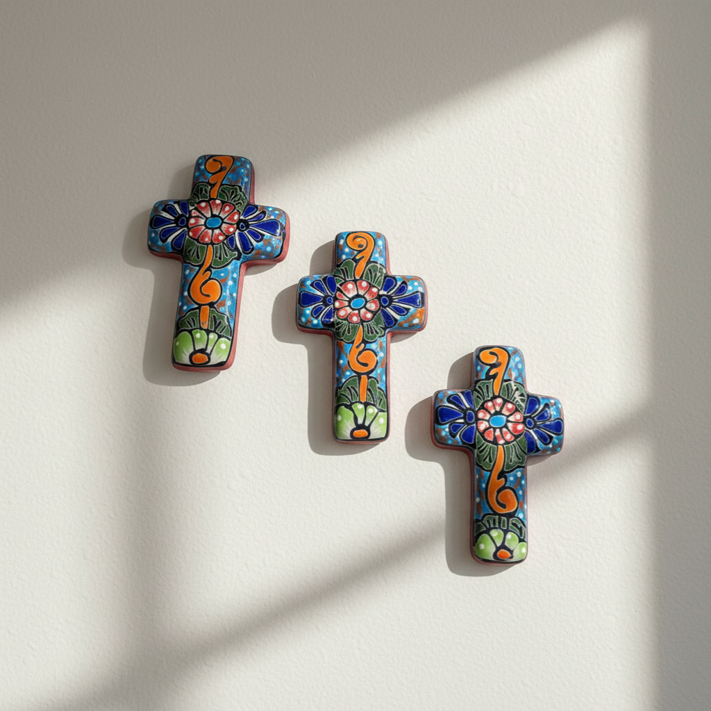 Set of 3 Talavera Crosses | Handmade Mexican Spiritual Art
