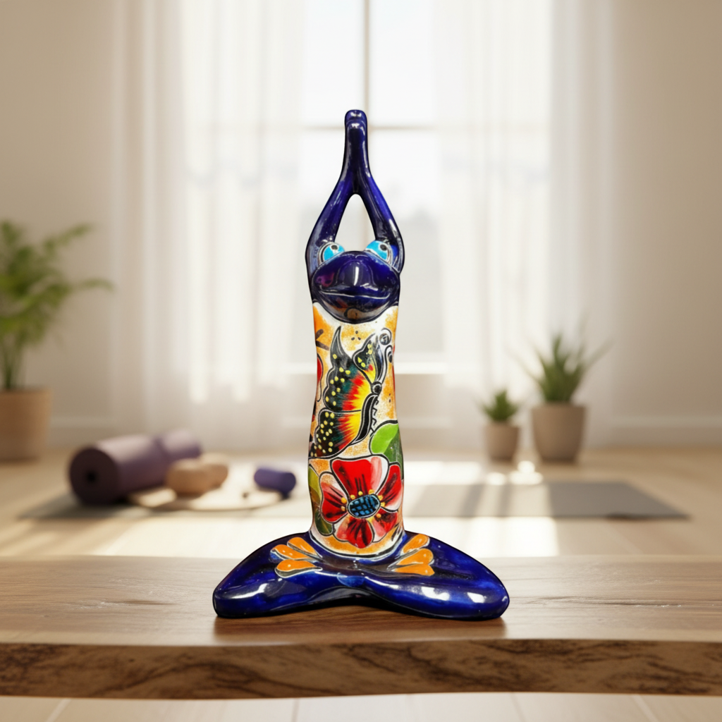 Large Talavera Frog Statue | Mexican Art Decor
