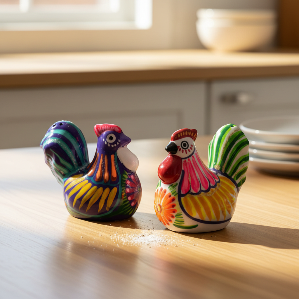 Set of 2 Chicken Salt and Pepper Shakers | Mexican Guerrero Pottery