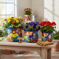 Set of 3 Talavera Flower Pots | Colorful Hand-Painted Mexican Planters