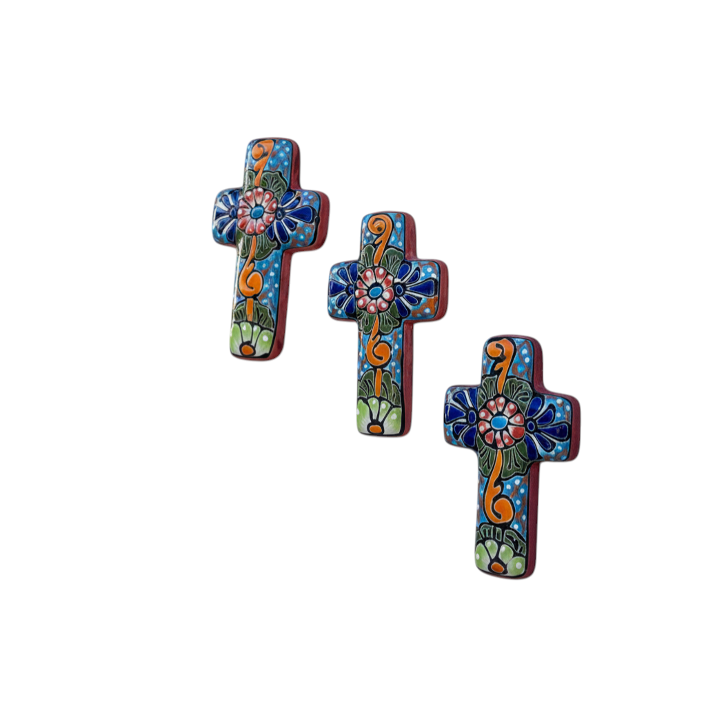 Set of 3 Talavera Crosses | Handmade Mexican Spiritual Art
