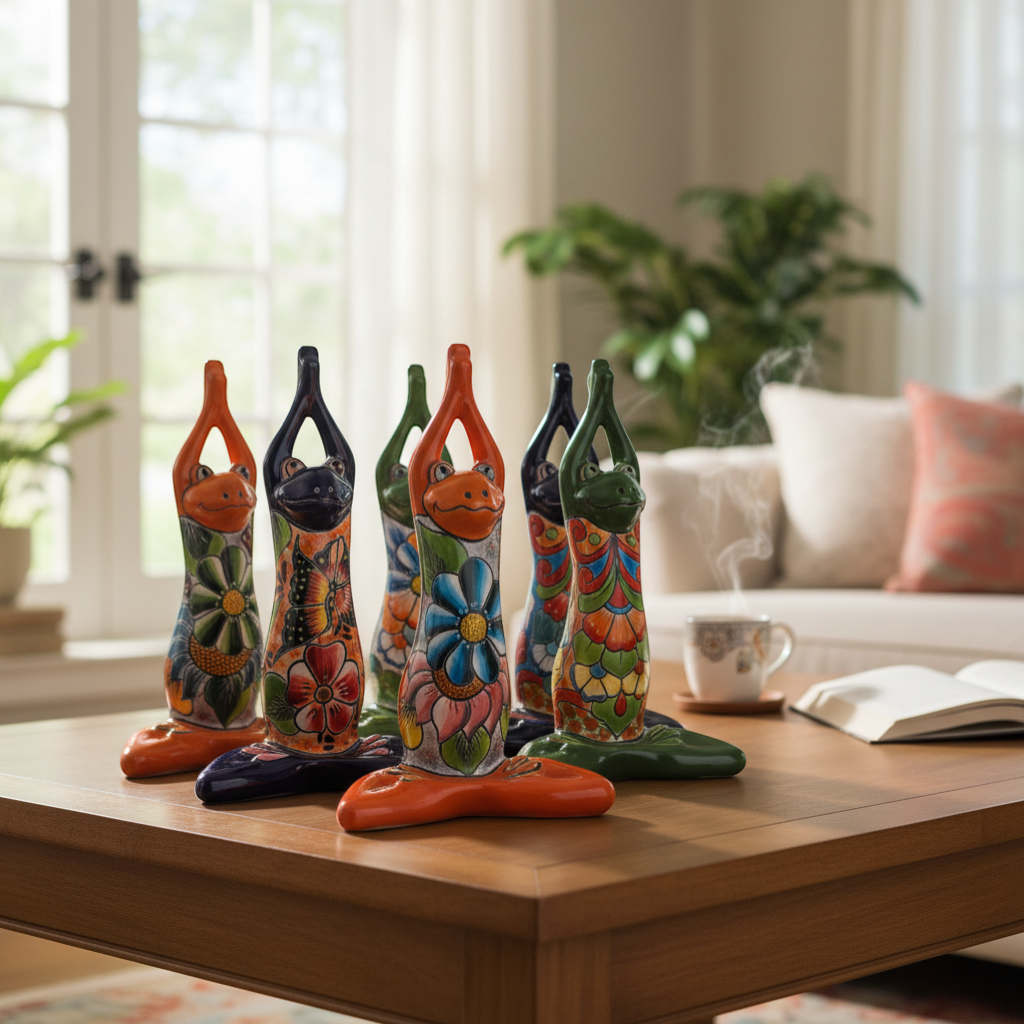 Large Talavera Frog Statue | Mexican Art Decor