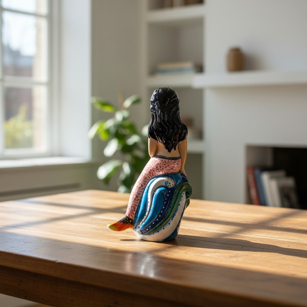 Talavera Mermaid Figurine | Hand-Painted Mexican Pottery
