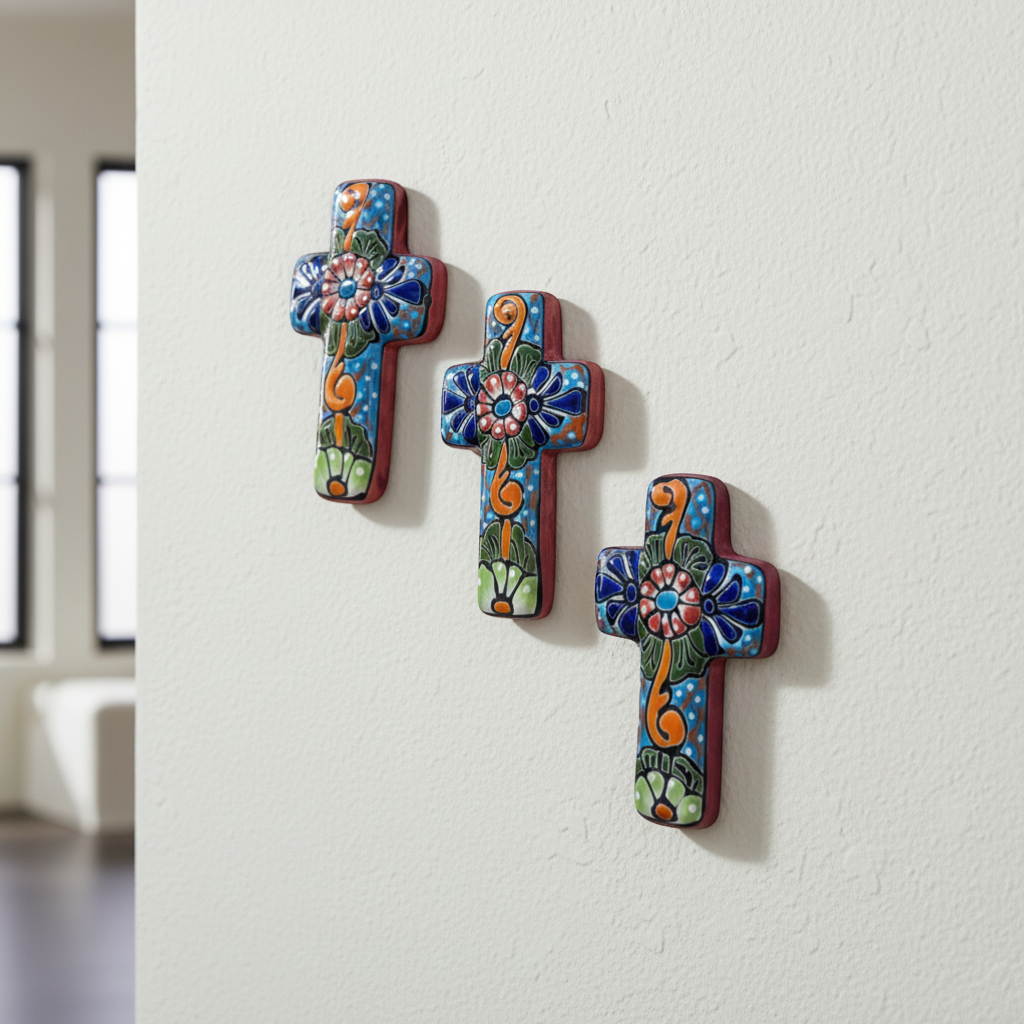 Set of 3 Talavera Crosses | Handmade Mexican Spiritual Art