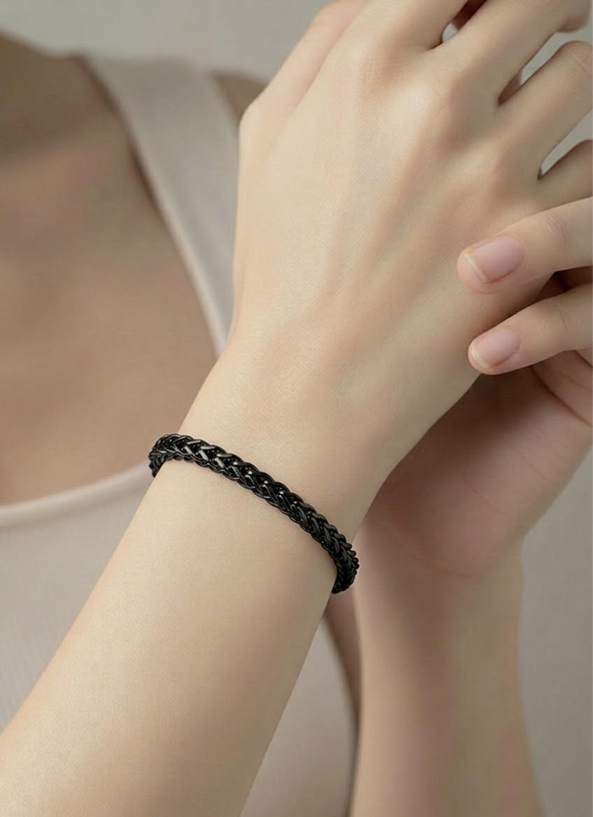 BG140B B.Tiff Black Franco Link Bracelet