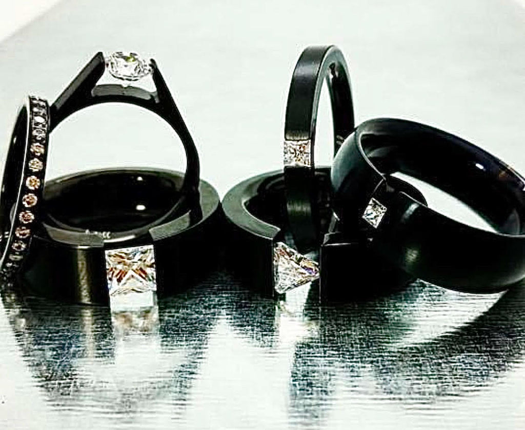 RG113B B.Tiff Black 1 ct Trillion Cut Solitaire Ring [Wide Band]