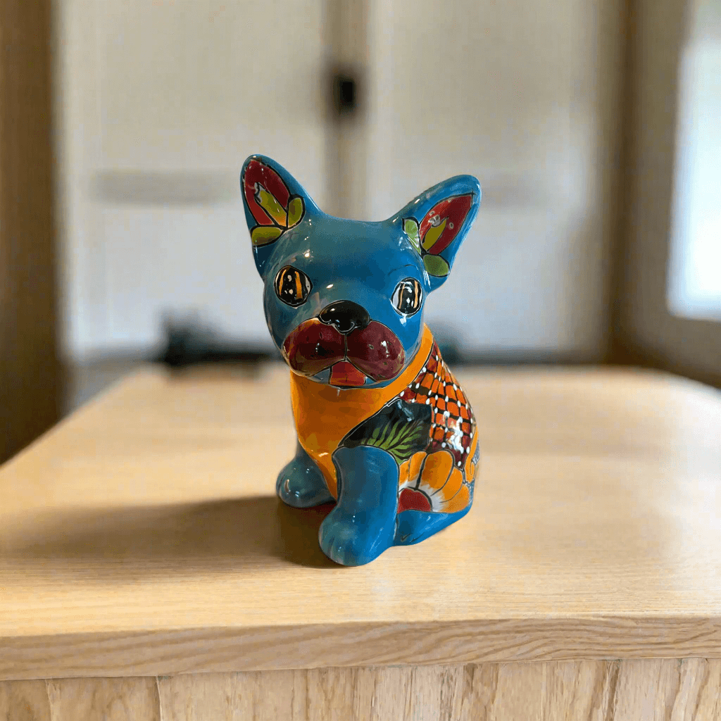 Medium Talavera French Bulldog Statue | Unique Dog Sculpture