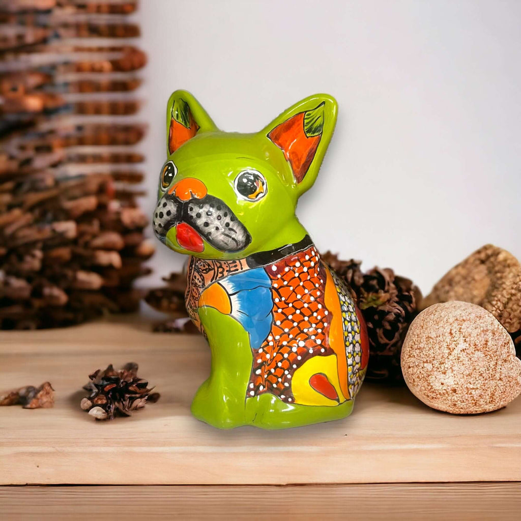 Medium Talavera French Bulldog Statue | Unique Dog Sculpture