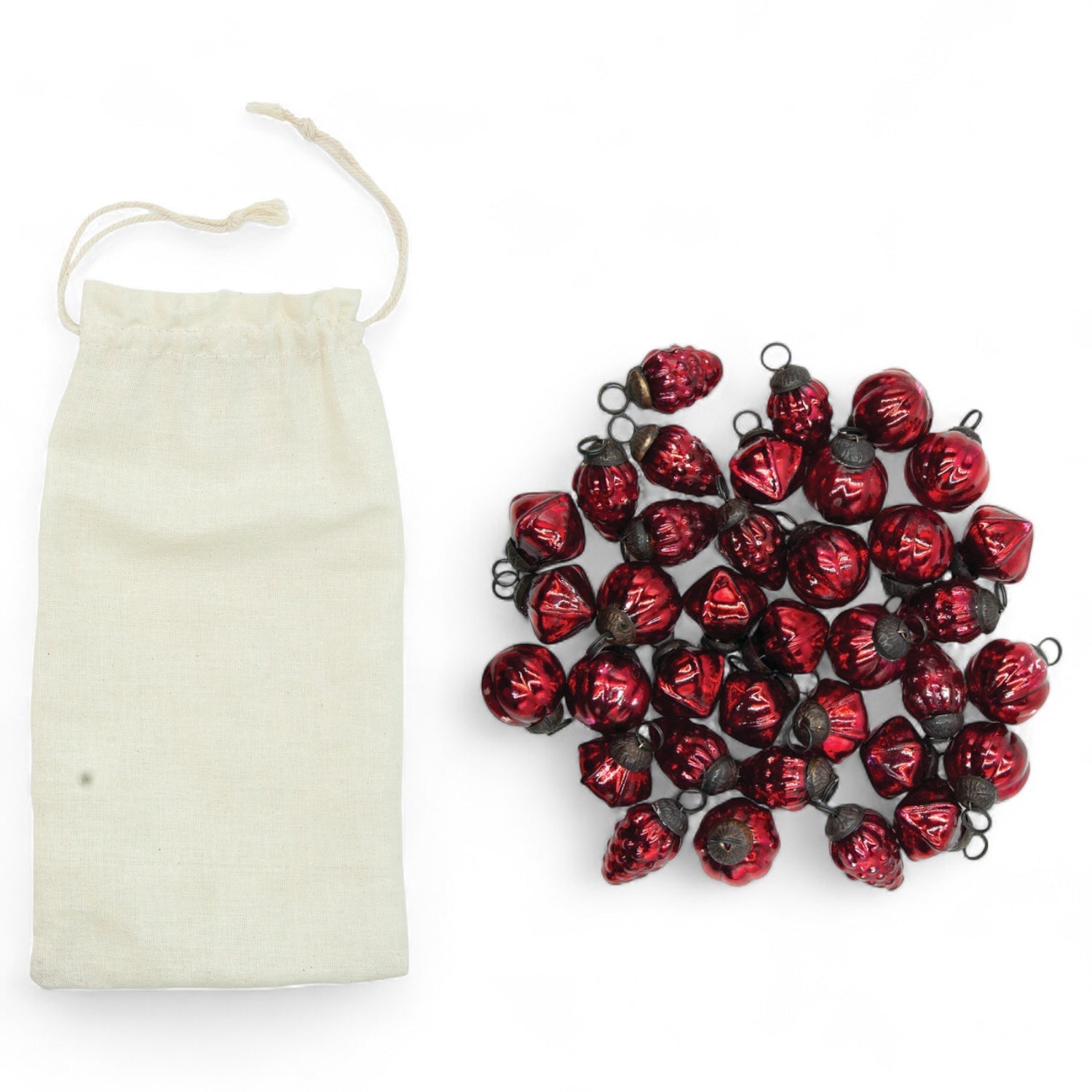 Red Mercury Glass Ornaments | Set of 36