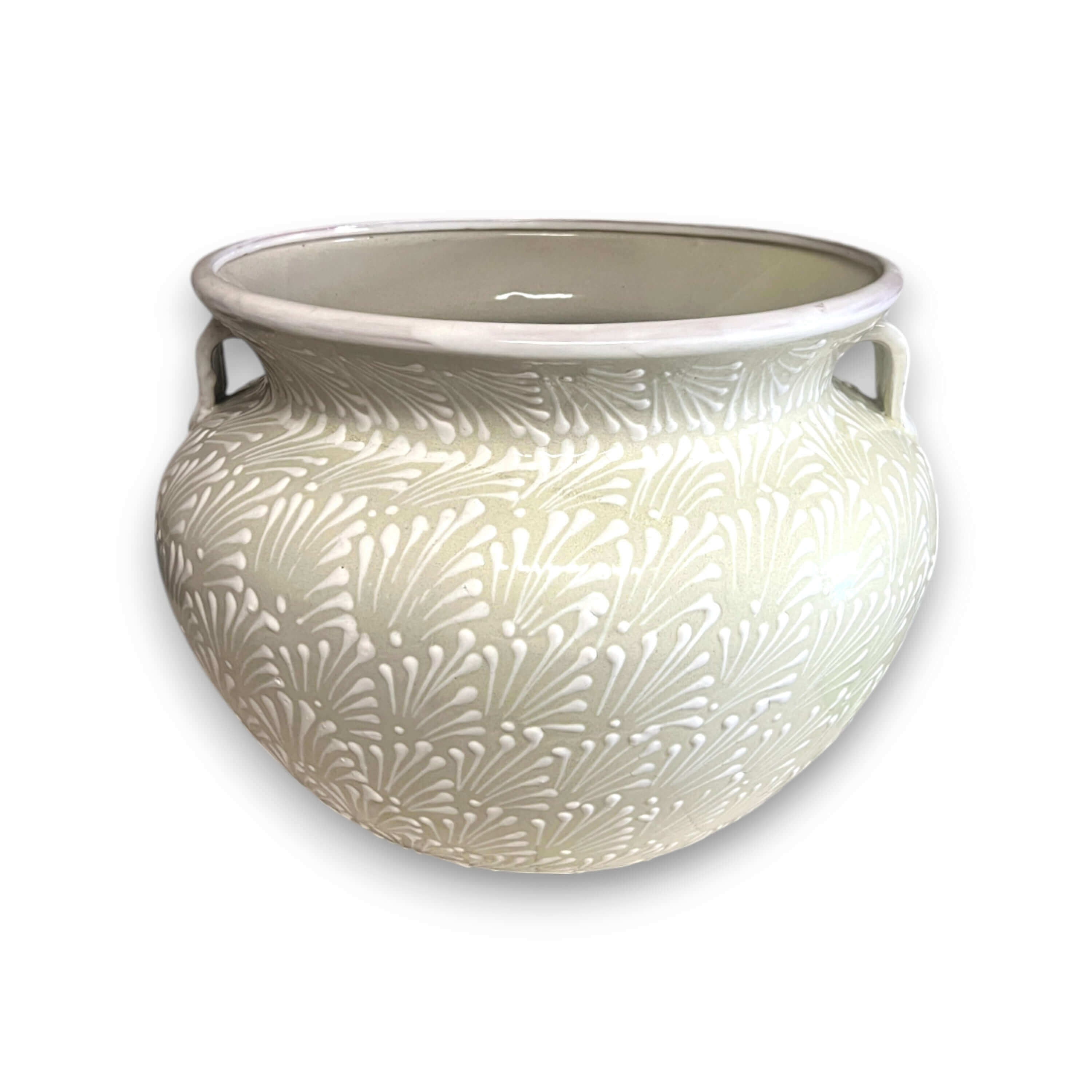 Extra Large Talavera Flower Pot | White Handmade Mexican Planter