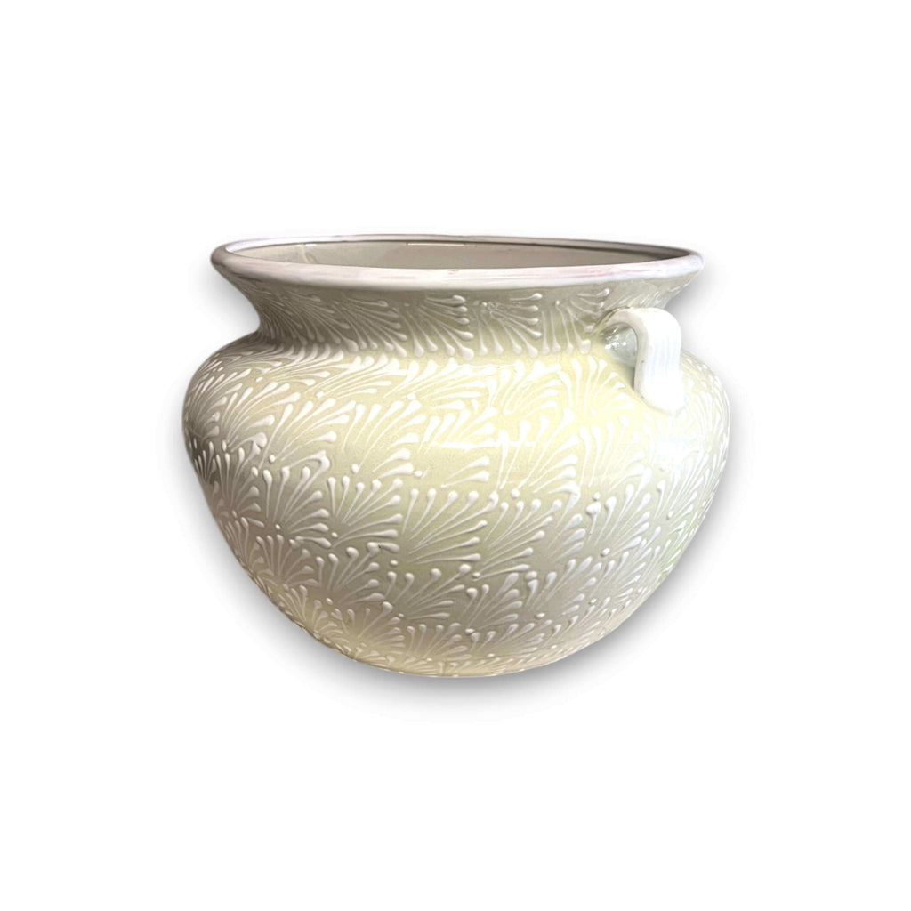 Extra Large Talavera Flower Pot | White Handmade Mexican Planter