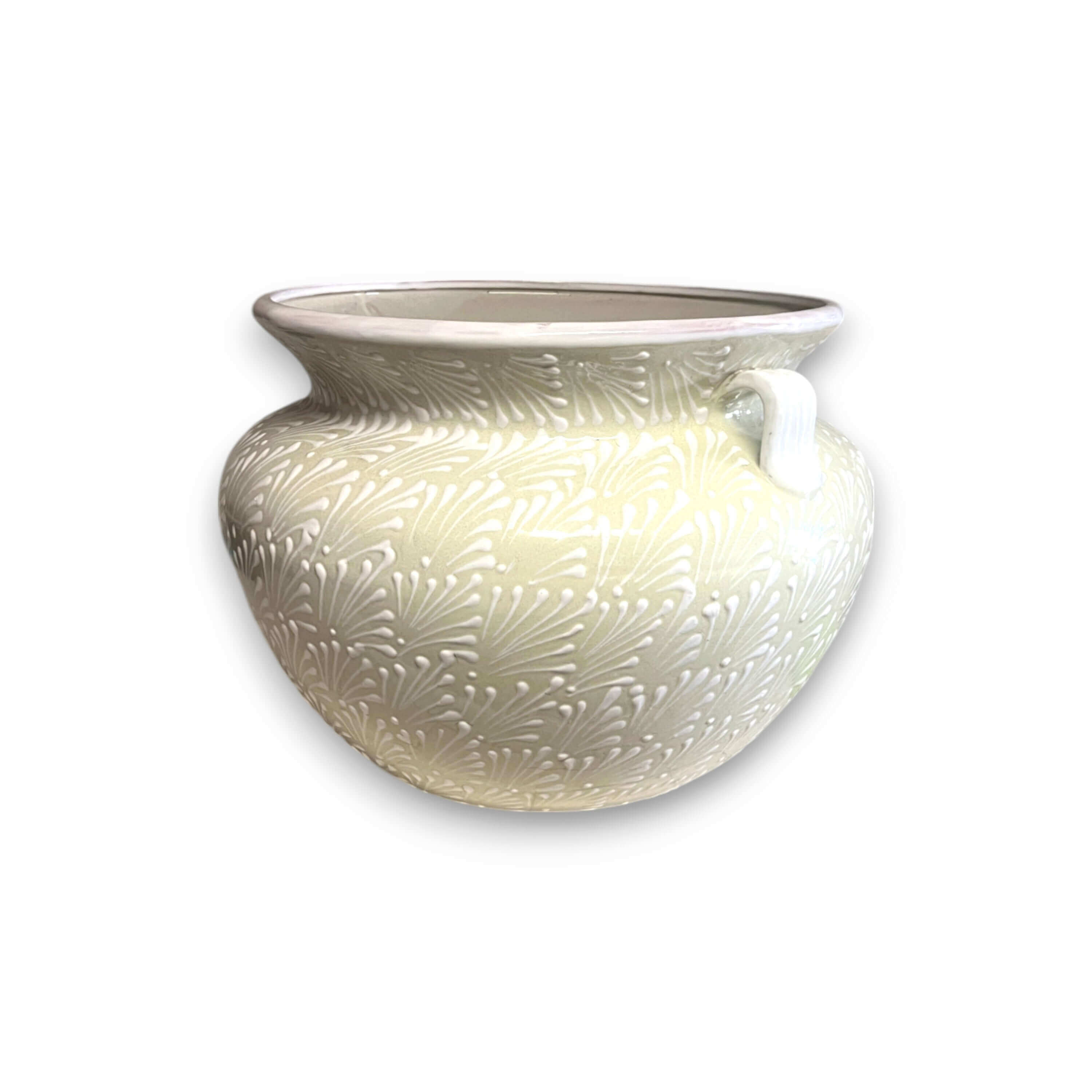 Extra Large Talavera Flower Pot | White Handmade Mexican Planter