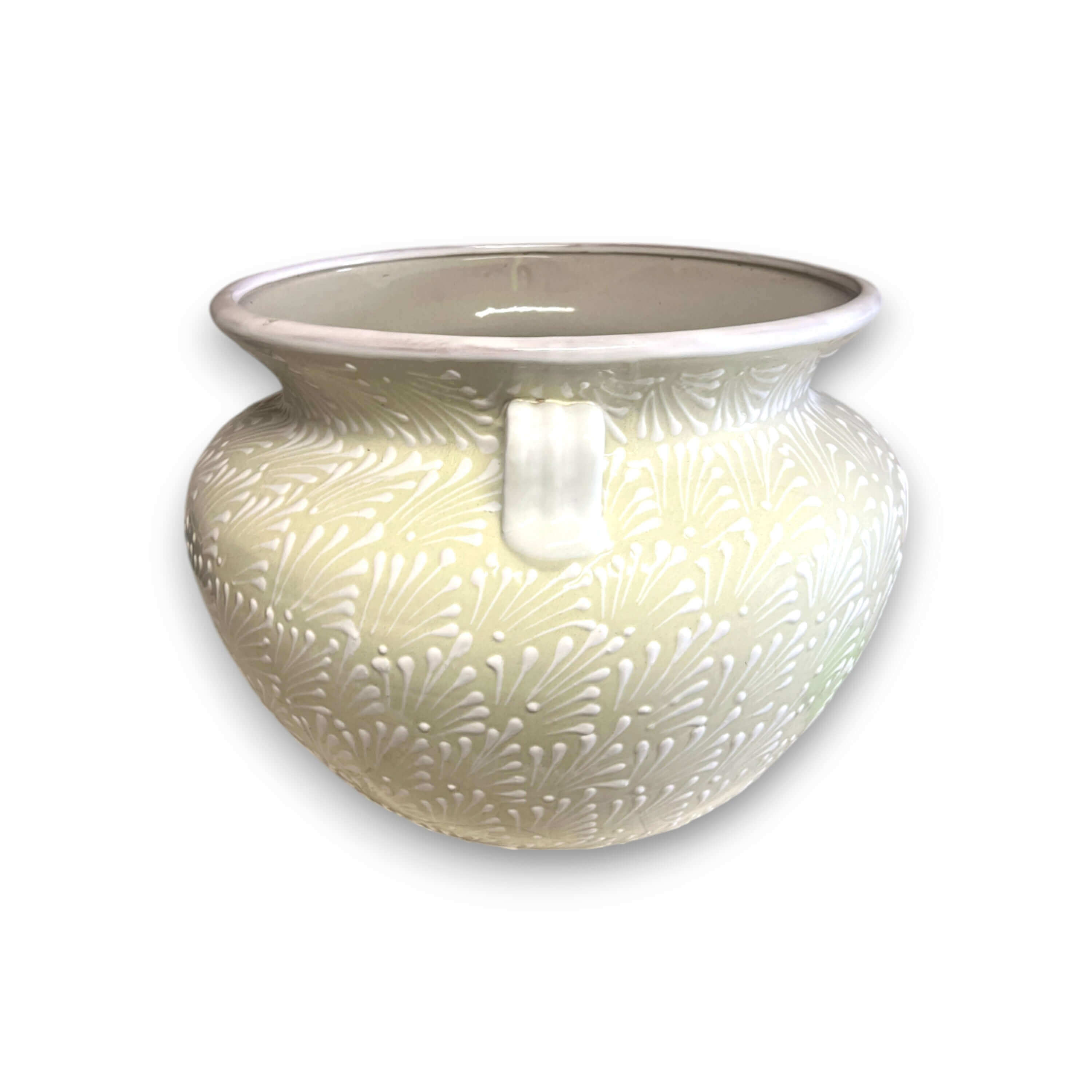 Extra Large Talavera Flower Pot | White Handmade Mexican Planter
